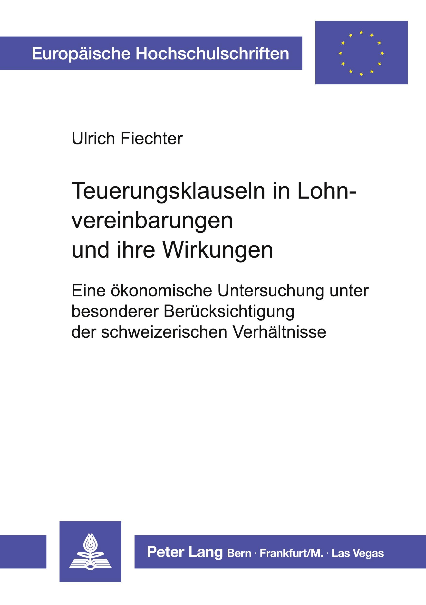 Vorderes Coverbild Teuerungsklauseln in Lohnvereinbarungen und ihre Wirkungen
