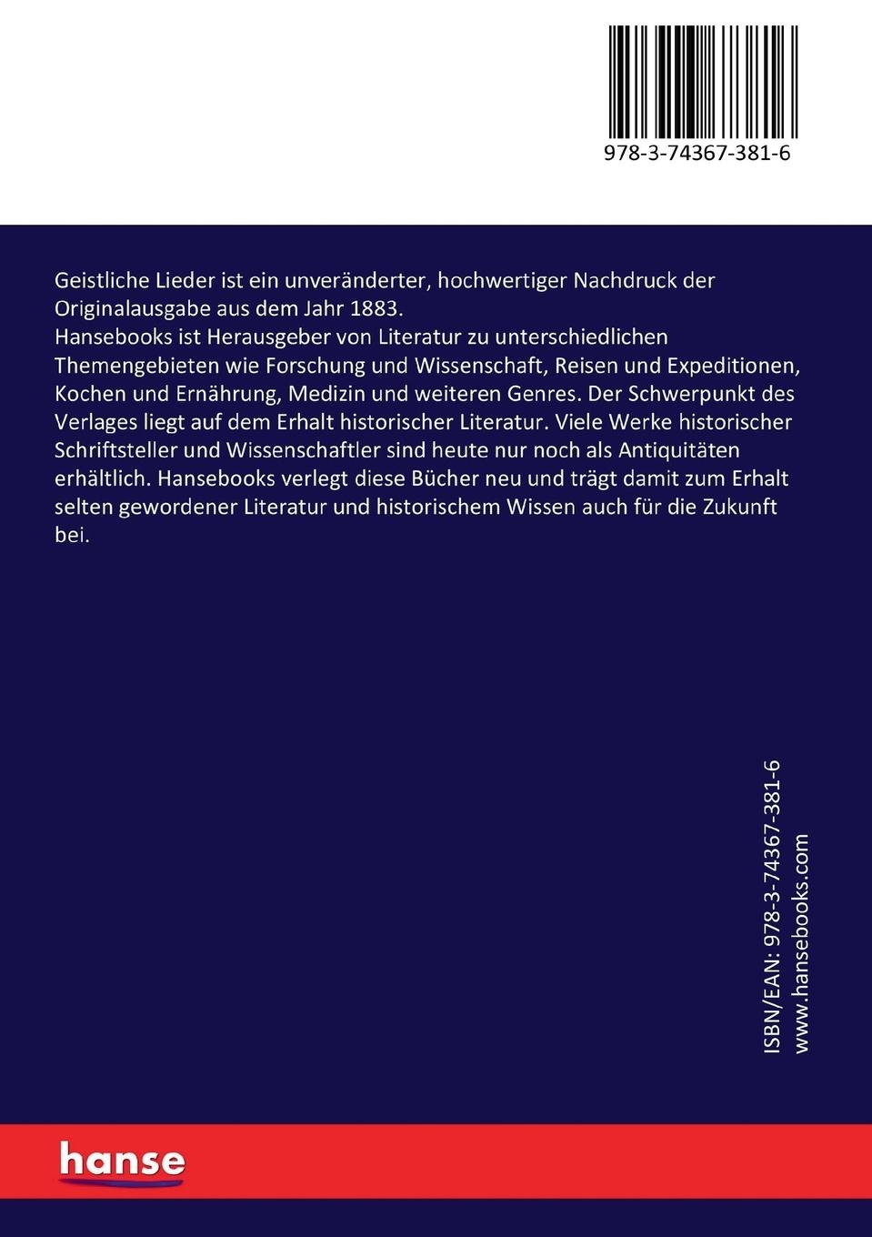 Rückseitencover Geistliche Lieder