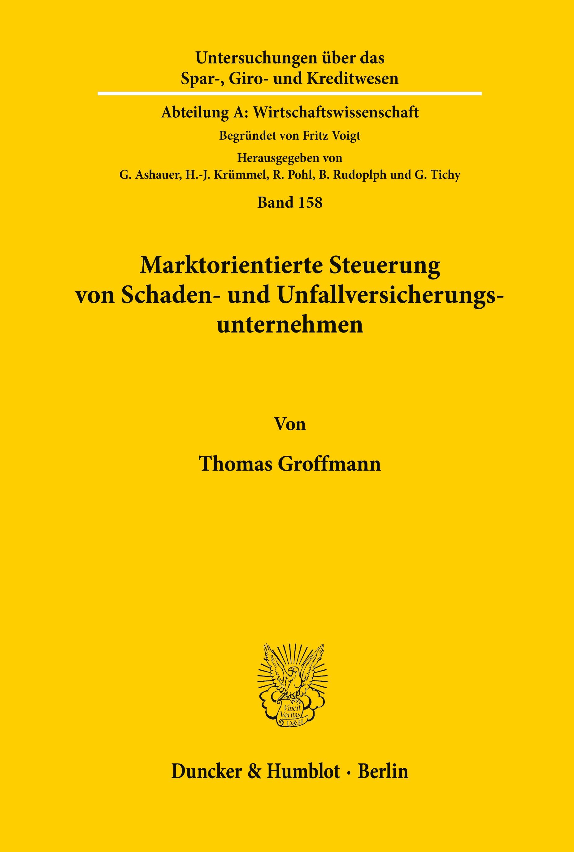 Vorderes Coverbild Marktorientierte Steuerung von Schaden- und Unfallversicherungsunternehmen.