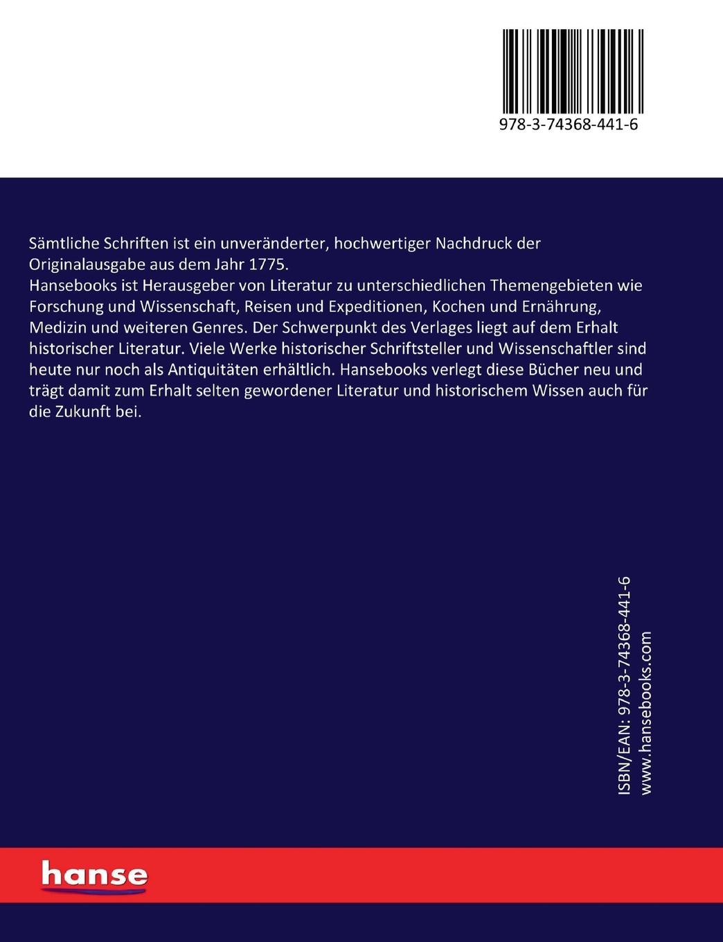 Rückseitencover Sämtliche Schriften