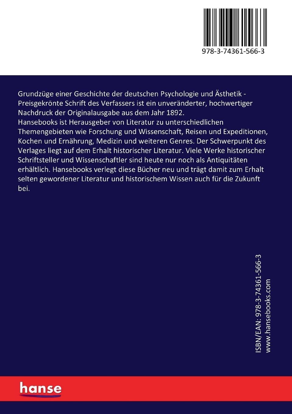 Rückseitencover Grundzüge einer Geschichte der deutschen Psychologie und Ästhetik