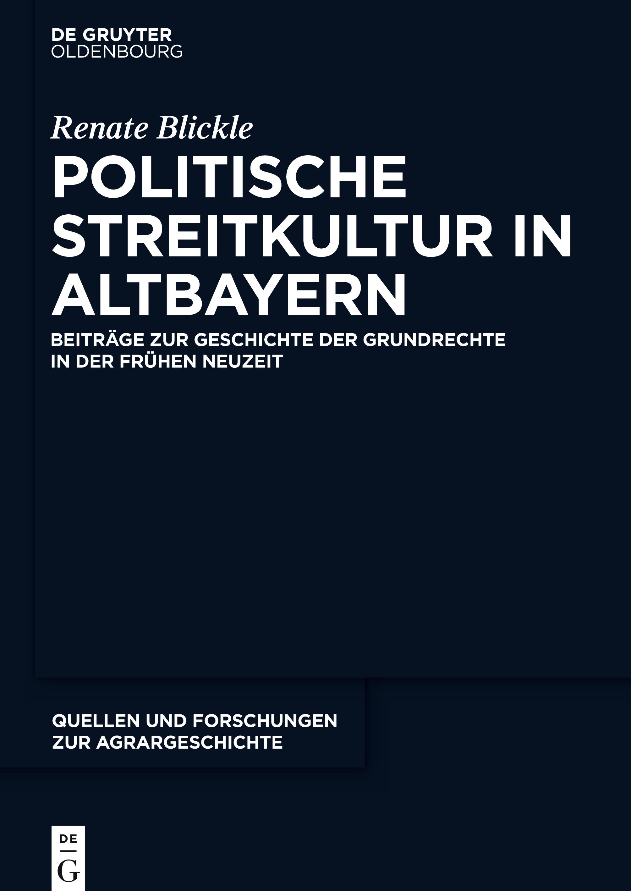 Vorderes Coverbild Politische Streitkultur in Altbayern