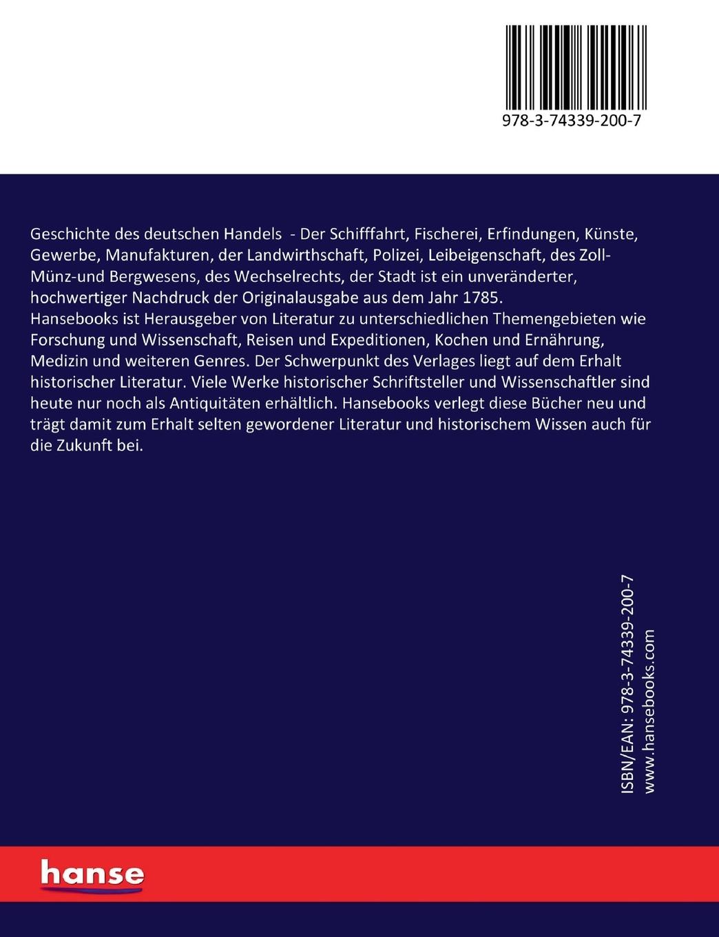 Rückseitencover Geschichte des deutschen Handels