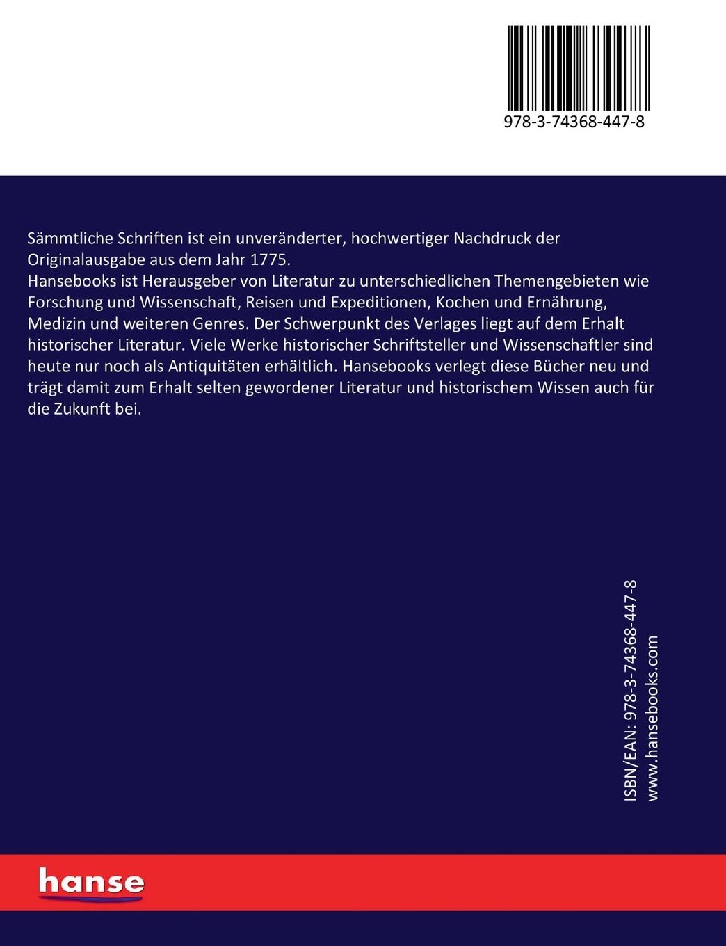 Rückseitencover Sämmtliche Schriften