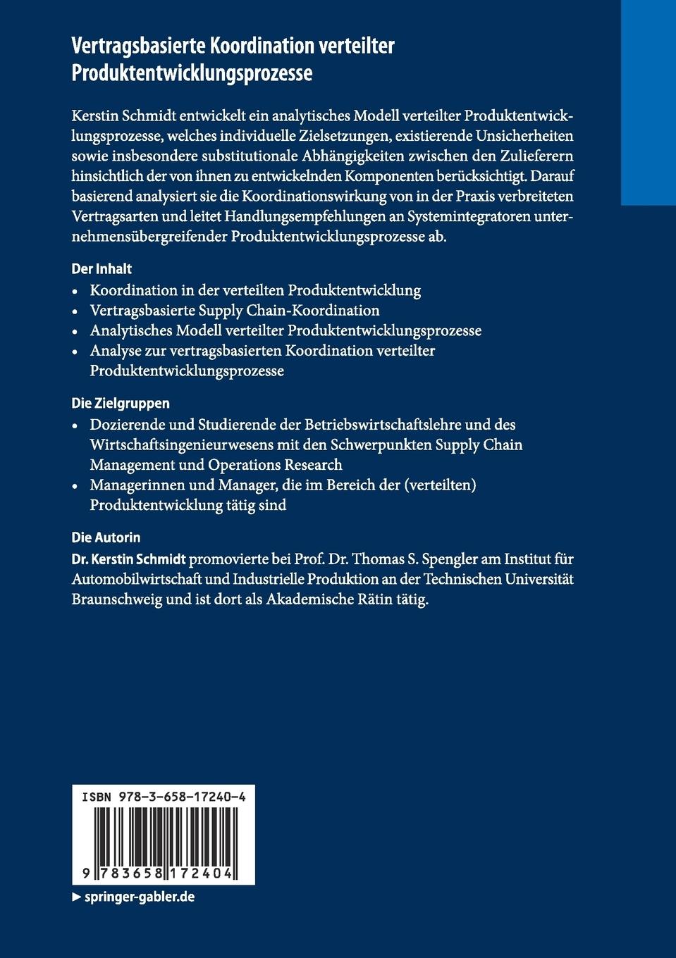 Rückseitencover Vertragsbasierte Koordination verteilter Produktentwicklungsprozesse