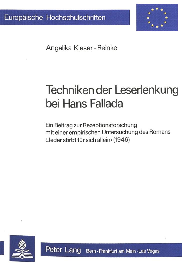 Vorderes Coverbild Techniken der Leserlenkung bei Hans Fallada