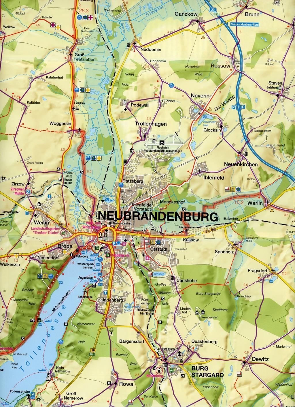 Beispielinhalt (Bild) Fahrradkarte Neubrandenburg, Müritz, Feldberger Seen 1:75.000