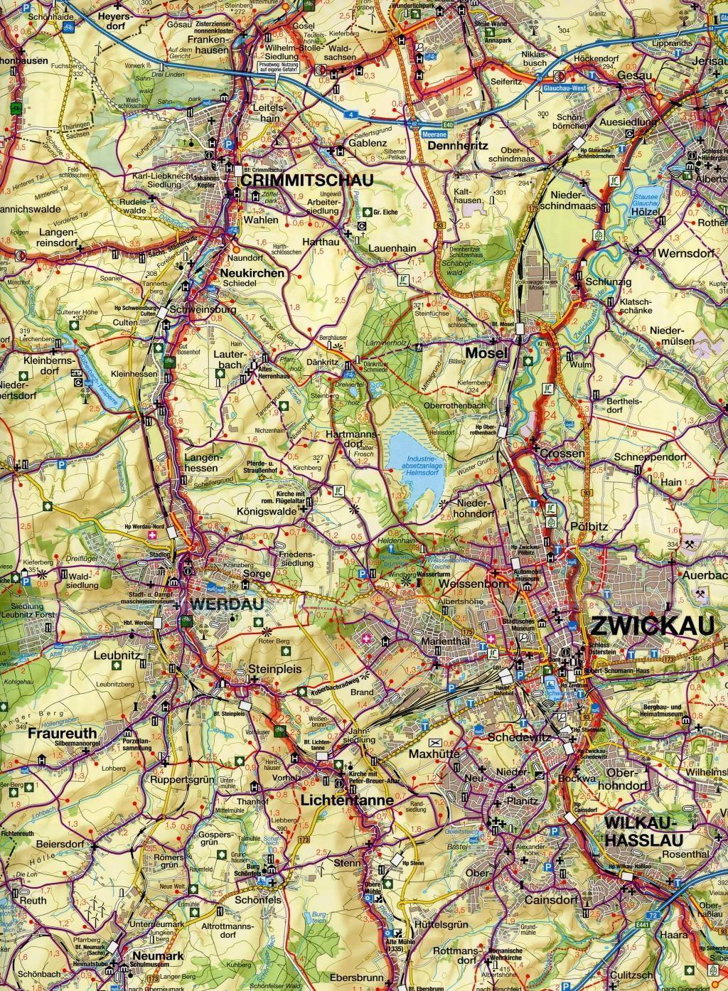Beispielinhalt (Bild) Fahrradkarte Gera, Altenburg, Zwickau 1:75.000