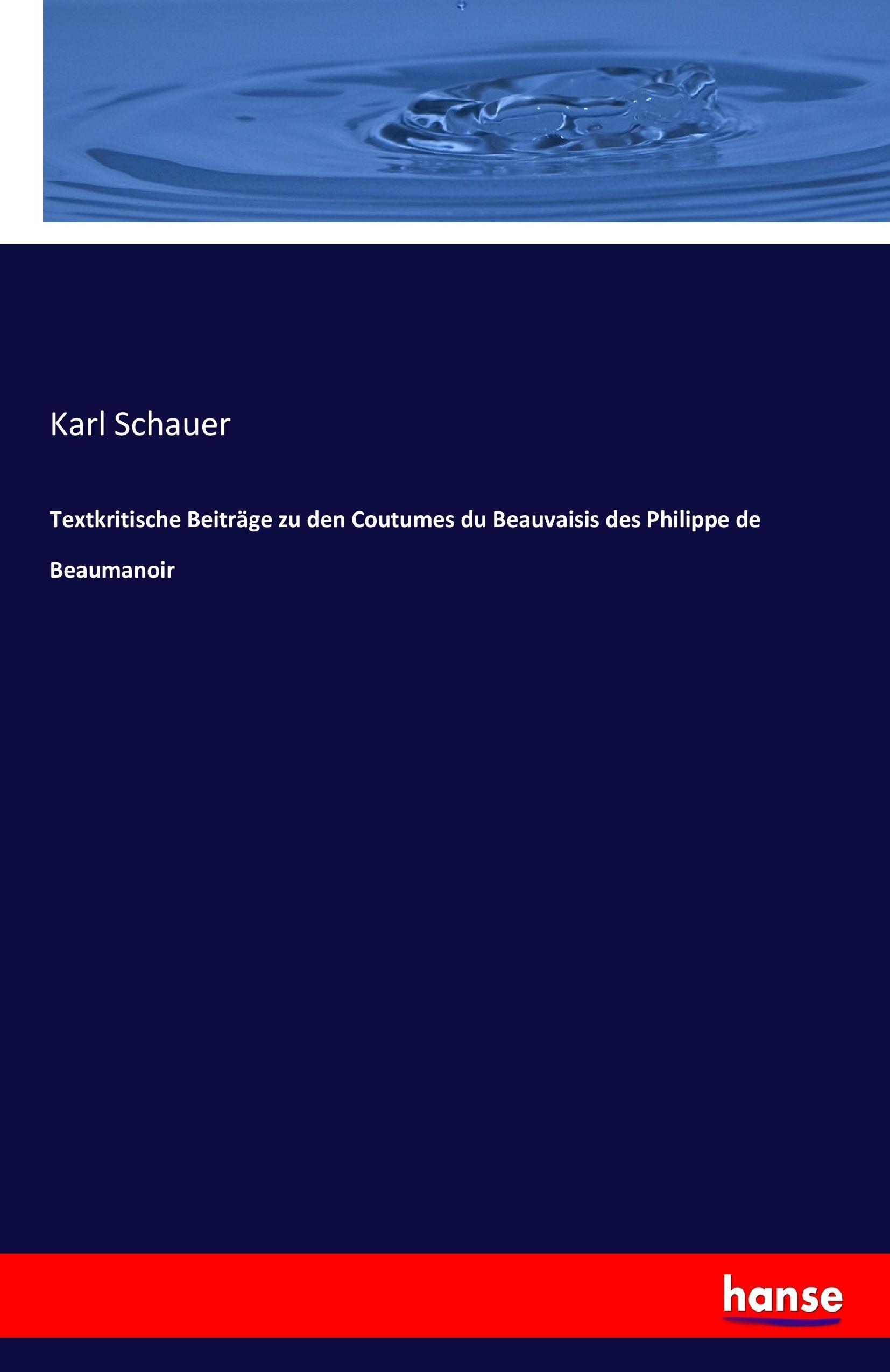 Vorderes Coverbild Textkritische Beiträge zu den Coutumes du Beauvaisis des Philippe de Beaumanoir