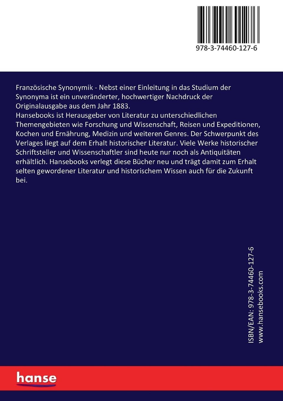 Rückseitencover Französische Synonymik