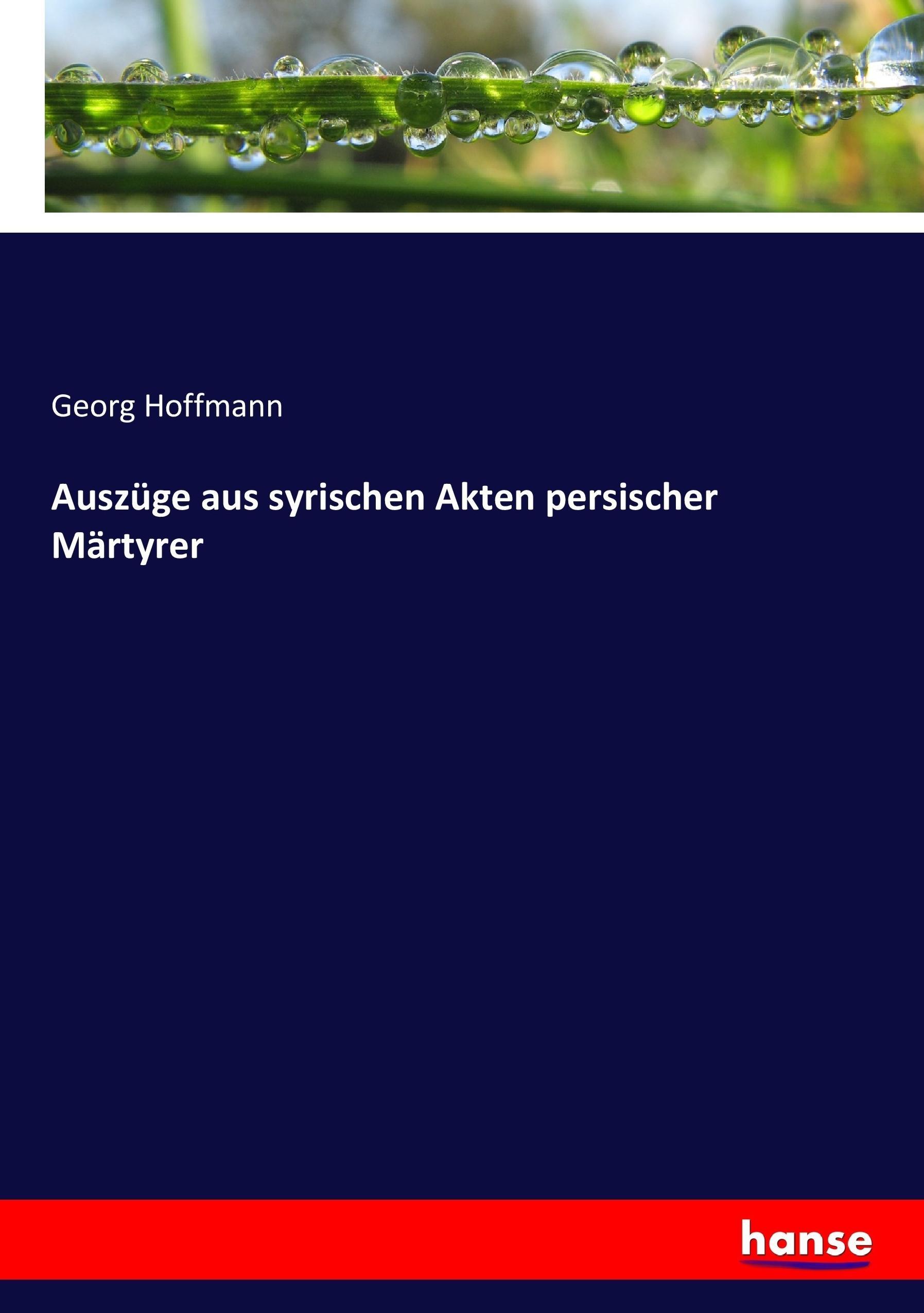 Vorderes Coverbild Auszüge aus syrischen Akten persischer Märtyrer