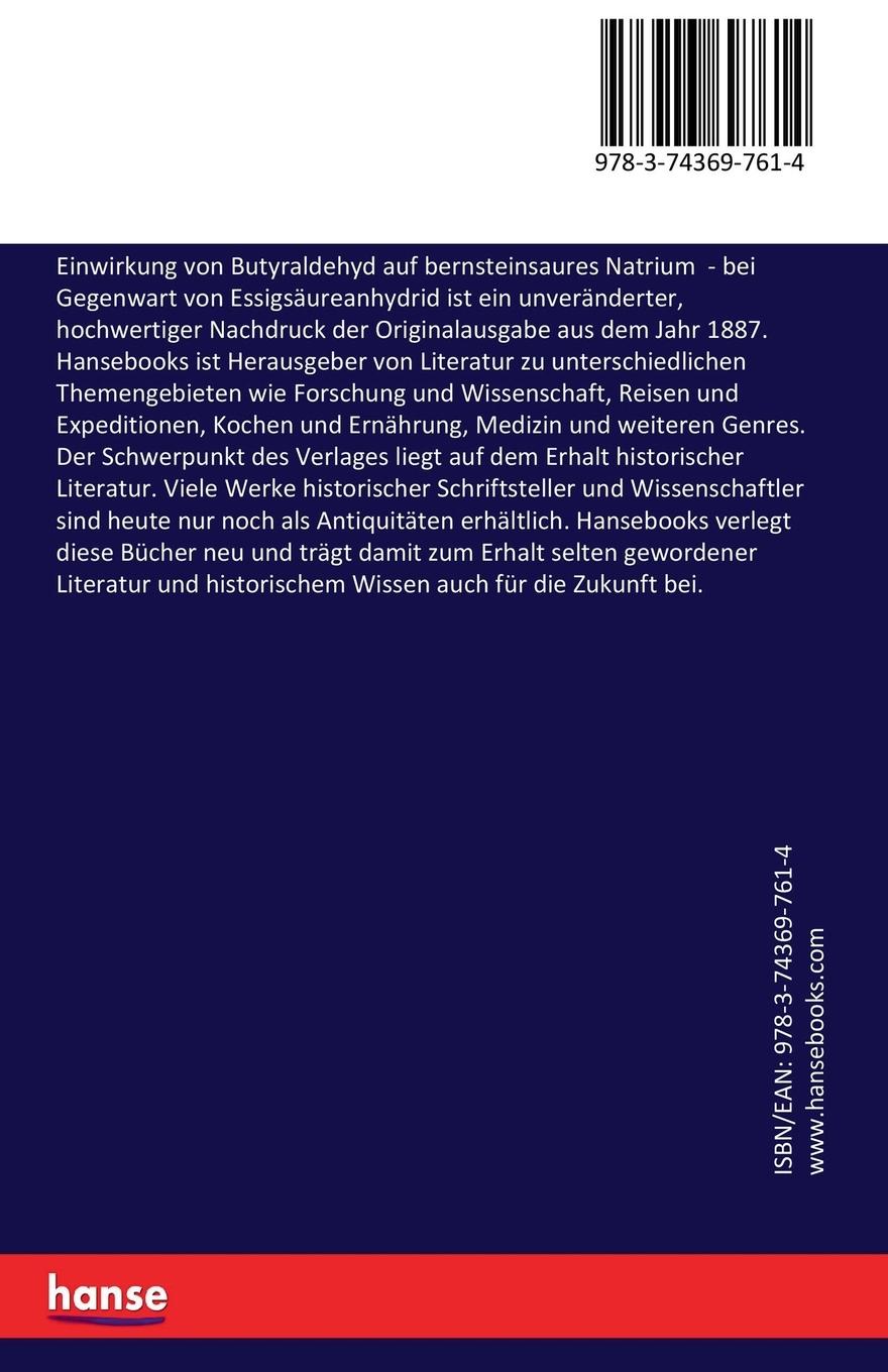 Rückseitencover Einwirkung von Butyraldehyd auf bernsteinsaures Natrium