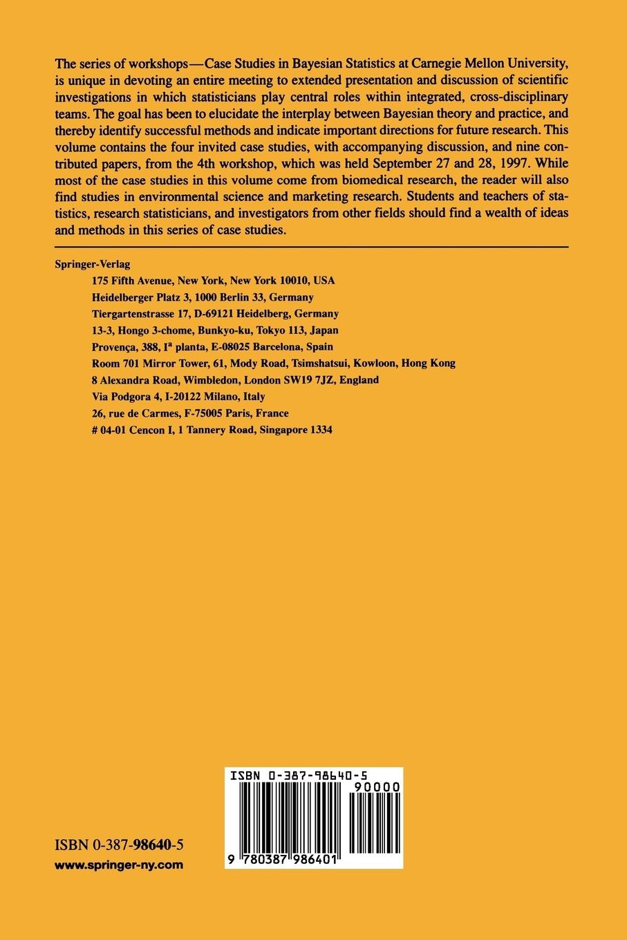 Rückseitencover Case Studies in Bayesian Statistics