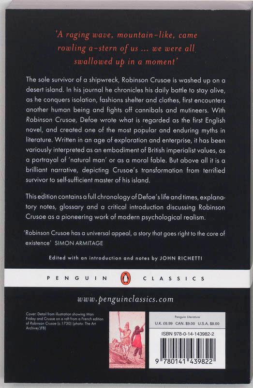 Rückseitencover Robinson Crusoe