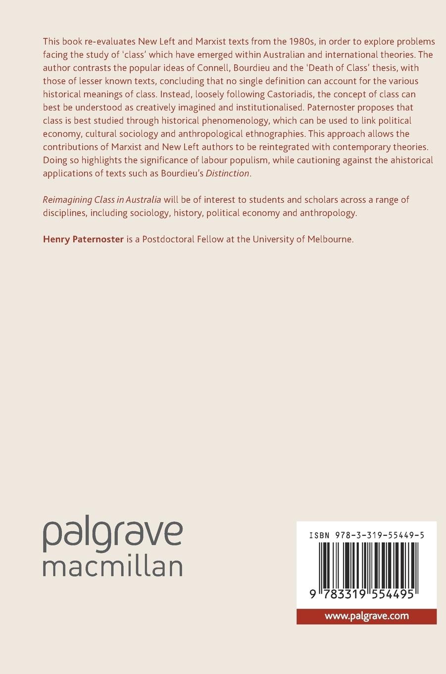 Rückseitencover Reimagining Class in Australia