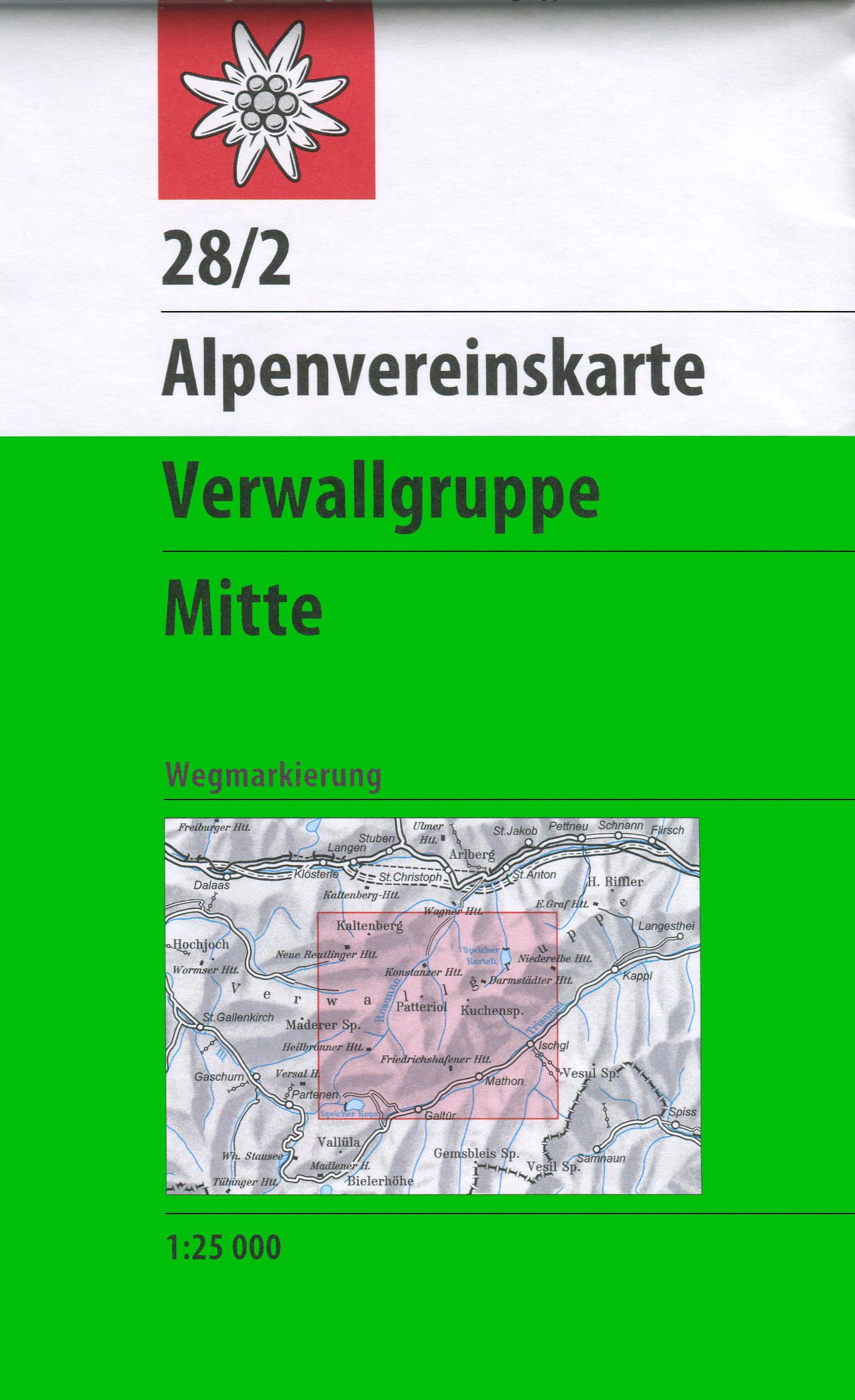 Vorderes Coverbild DAV Alpenvereinskarte 28/2 Verwallgruppe - Mitte  1 : 25 000
