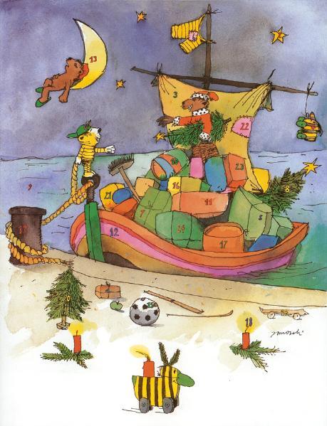 Vorderes Coverbild Janoschs Adventskalender Weihnachtsschiff
