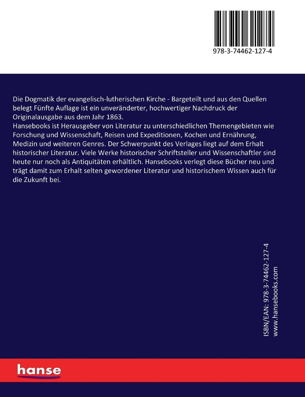 Rückseitencover Die Dogmatik der evangelisch-lutherischen Kirche