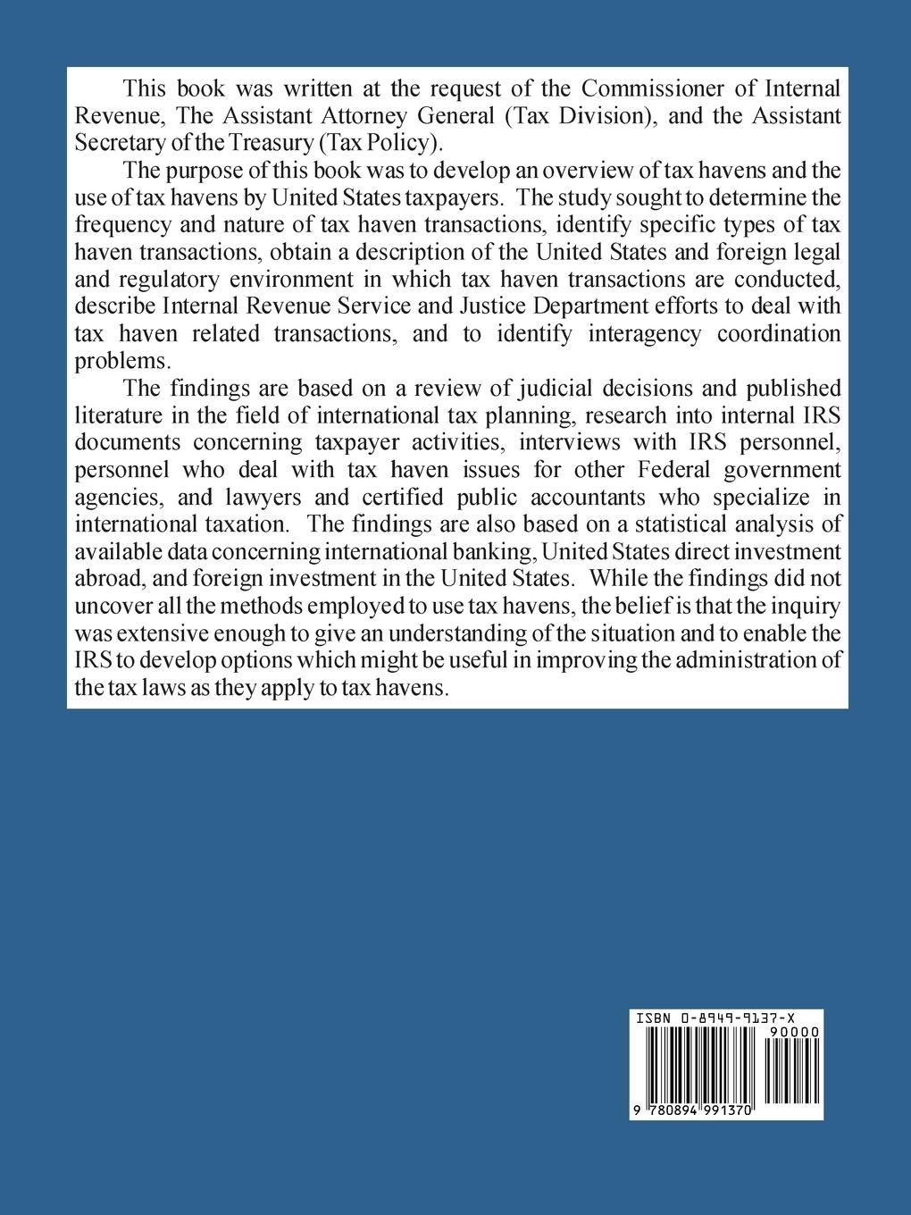 Rückseitencover Tax Havens and Their Use by United States Taxpayers - An Overview