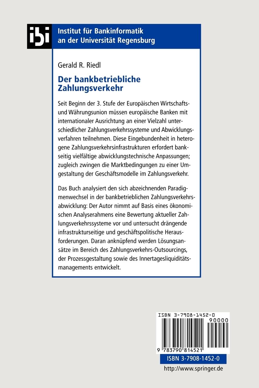 Rückseitencover Der bankbetriebliche Zahlungsverkehr