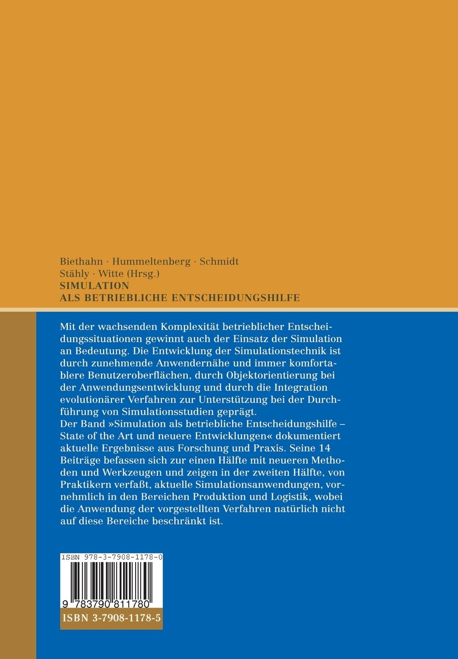 Rückseitencover Simulation als betriebliche Entscheidungshilfe