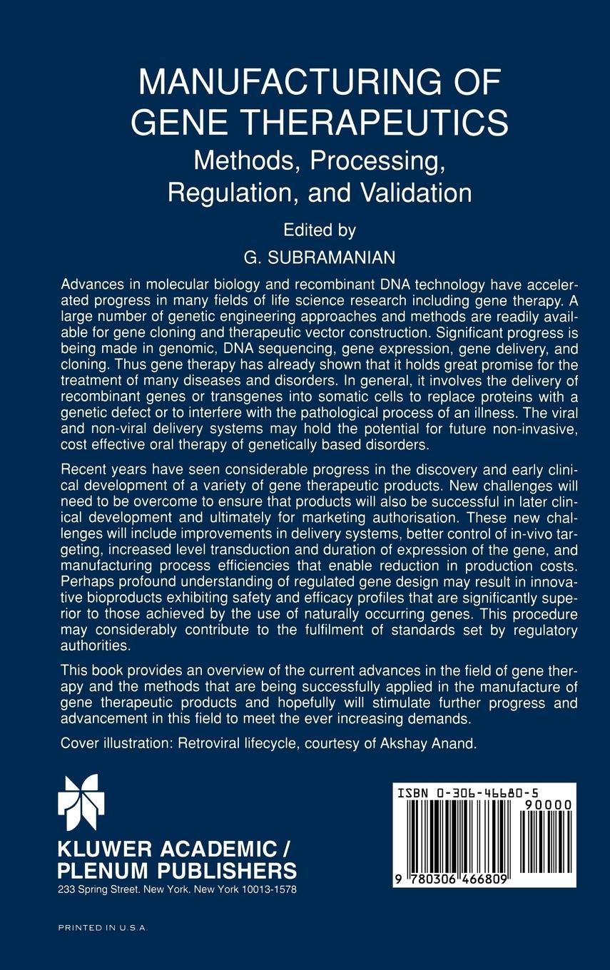 Rückseitencover Manufacturing of Gene Therapeutics