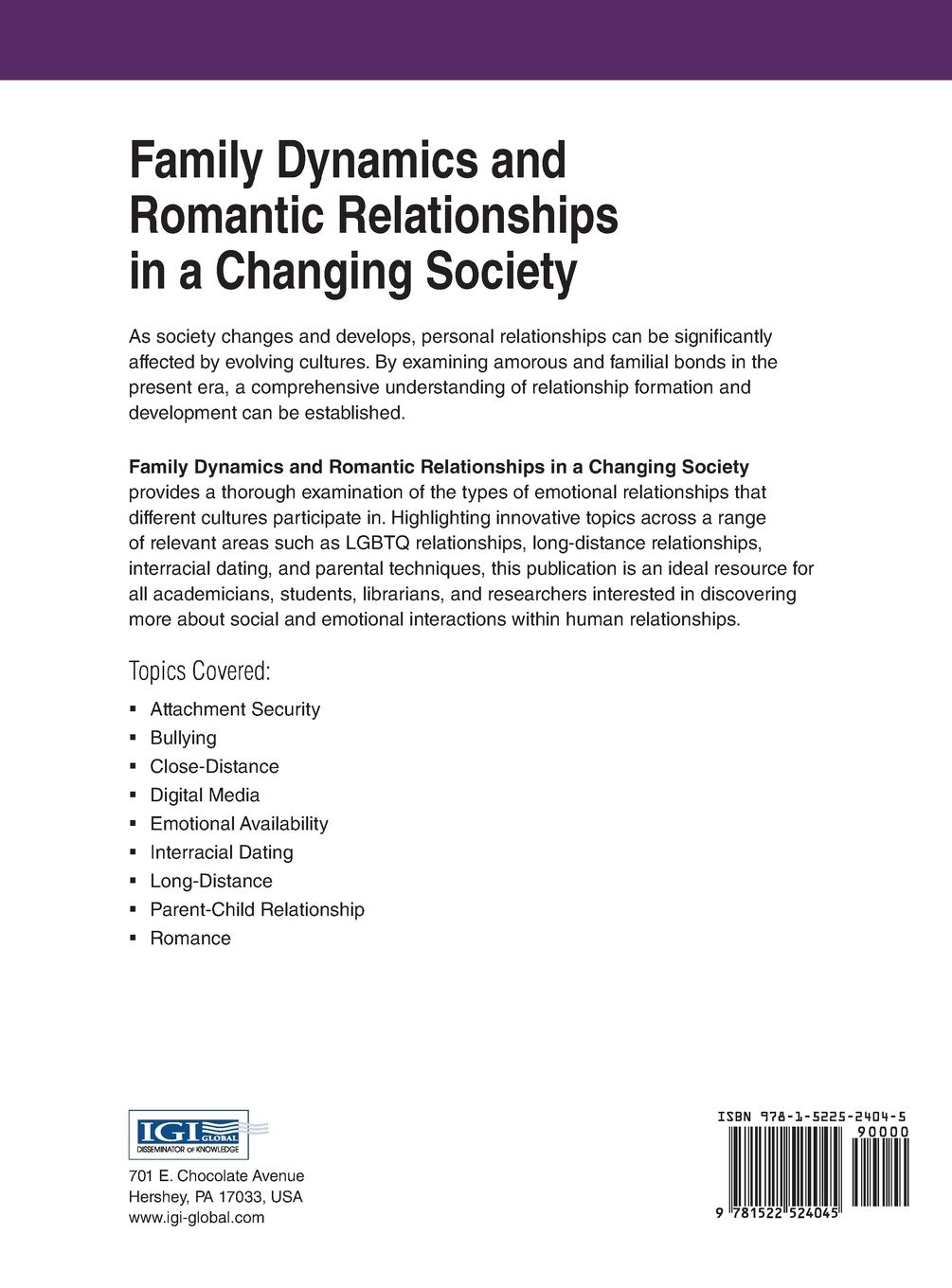 Rückseitencover Family Dynamics and Romantic Relationships in a Changing Society
