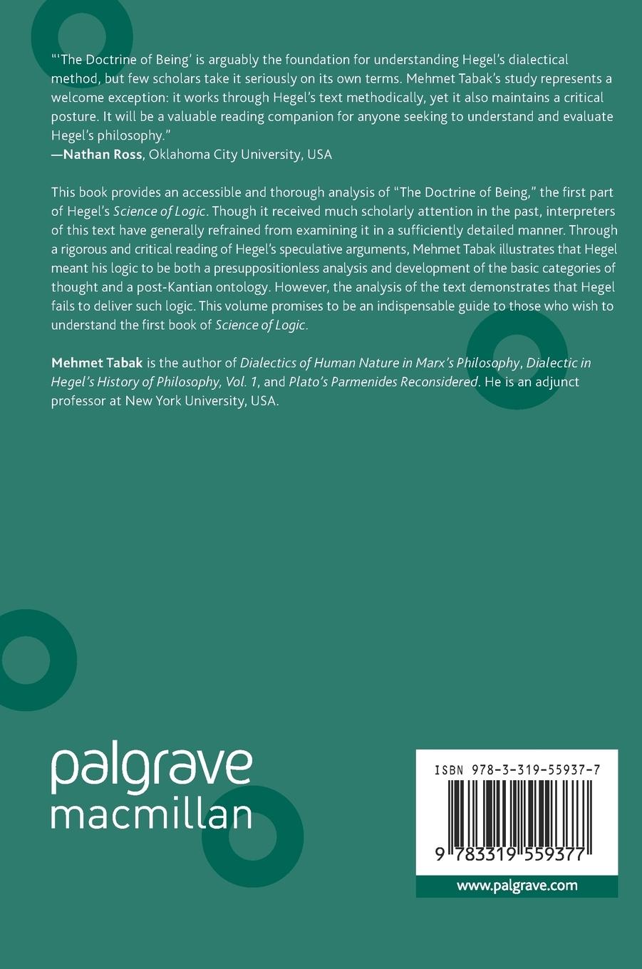 Rückseitencover The Doctrine of Being in Hegel's Science of Logic