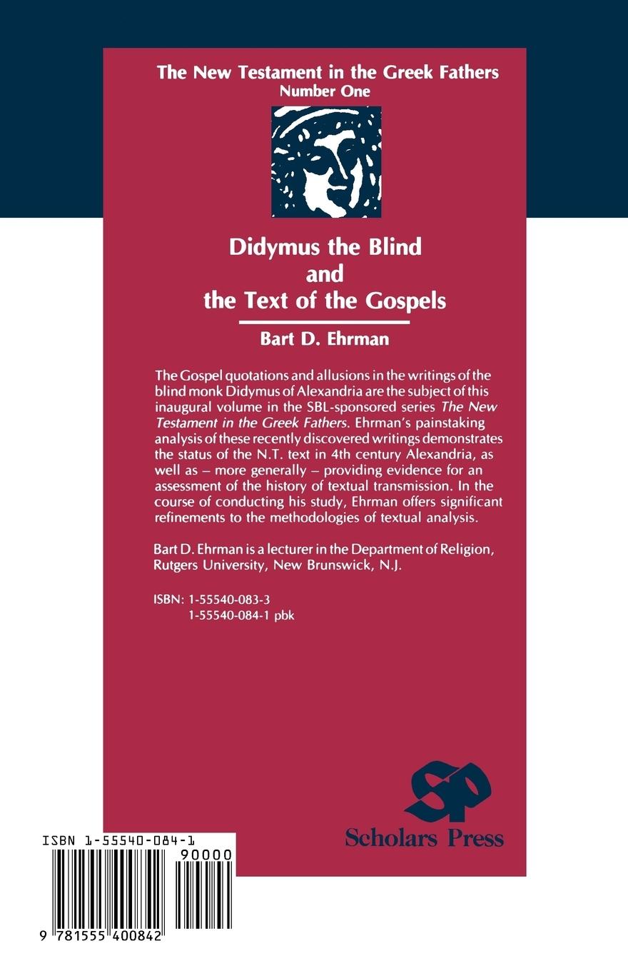 Rückseitencover Didymus the Blind and the Text of the Gospels