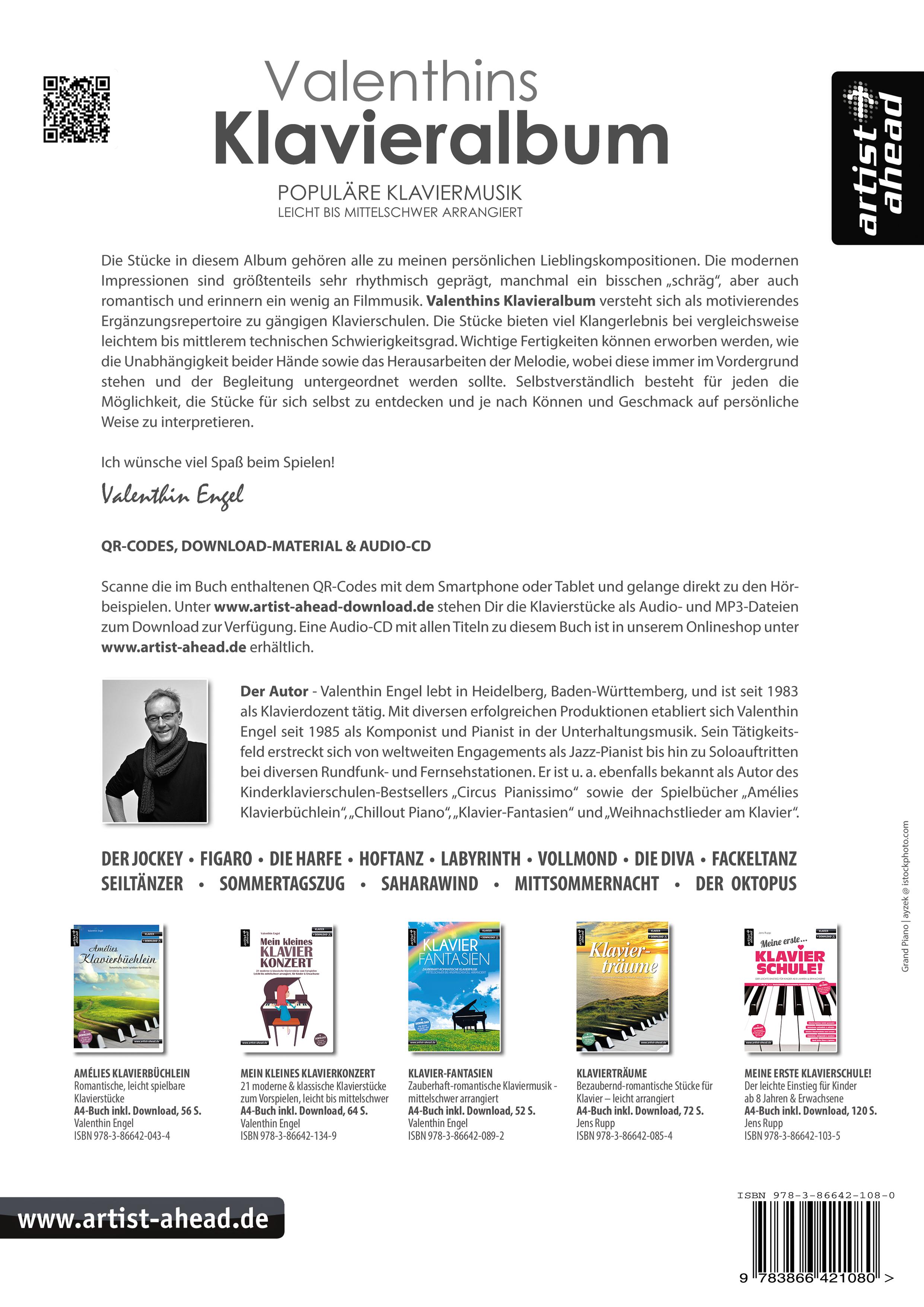 Rückseitencover Valenthins Klavieralbum