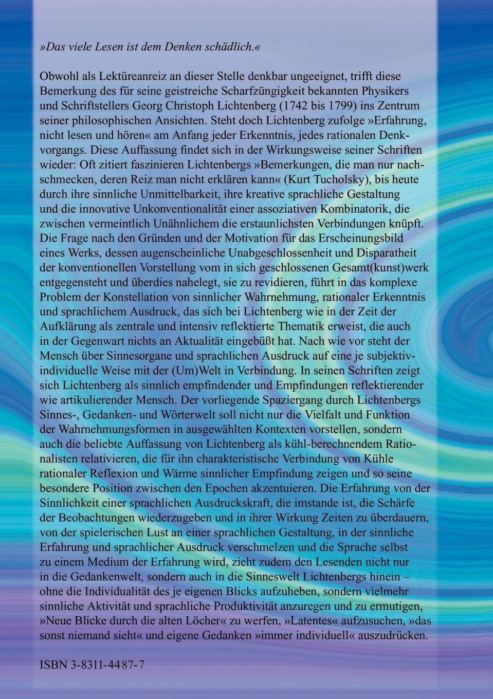 Rückseitencover Ist denn Vergnügen der Sinne gar nichts