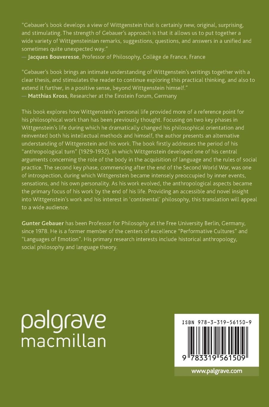 Rückseitencover Wittgenstein's Anthropological Philosophy