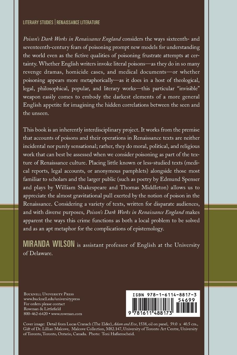 Rückseitencover Poison's Dark Works in Renaissance England