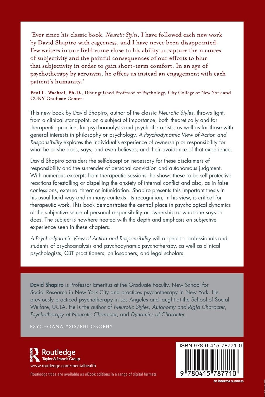 Rückseitencover A Psychodynamic View of Action and Responsibility