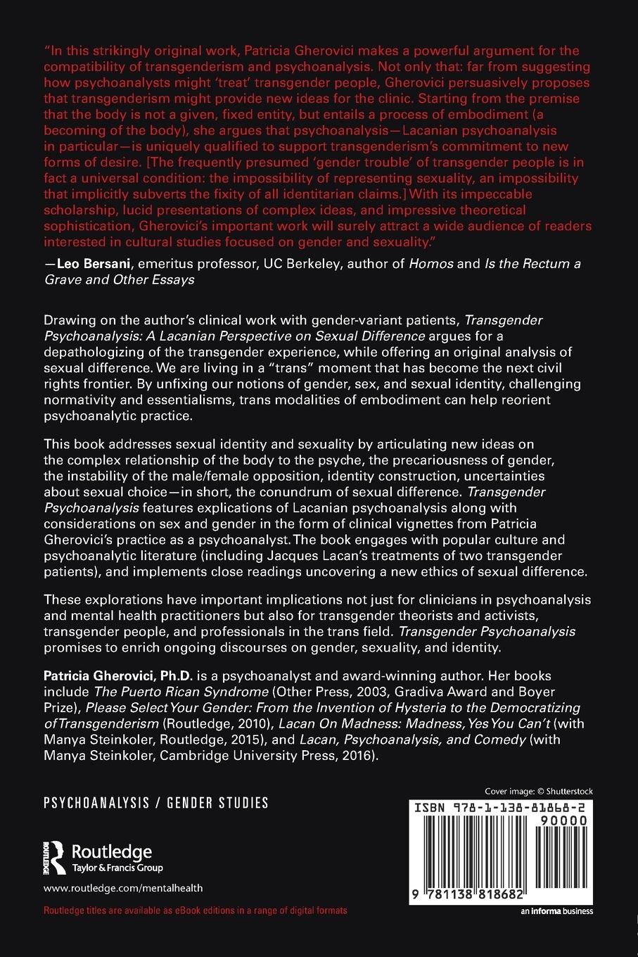 Rückseitencover Transgender Psychoanalysis