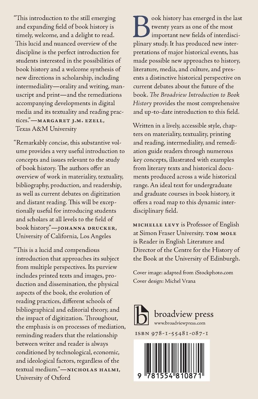 Rückseitencover The Broadview Introduction to Book History