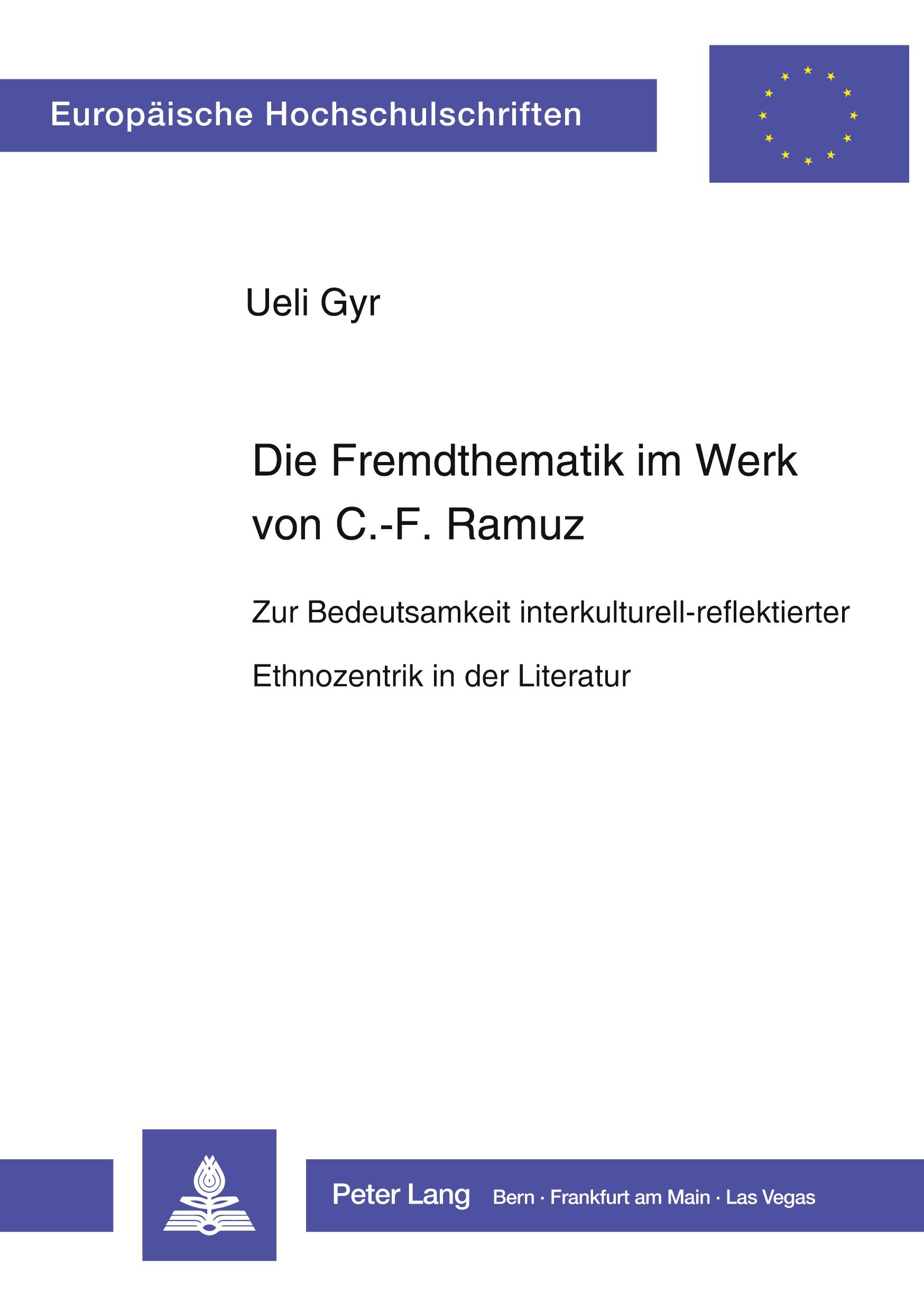 Vorderes Coverbild Die Fremdthematik im Werk von C.-F. Ramuz
