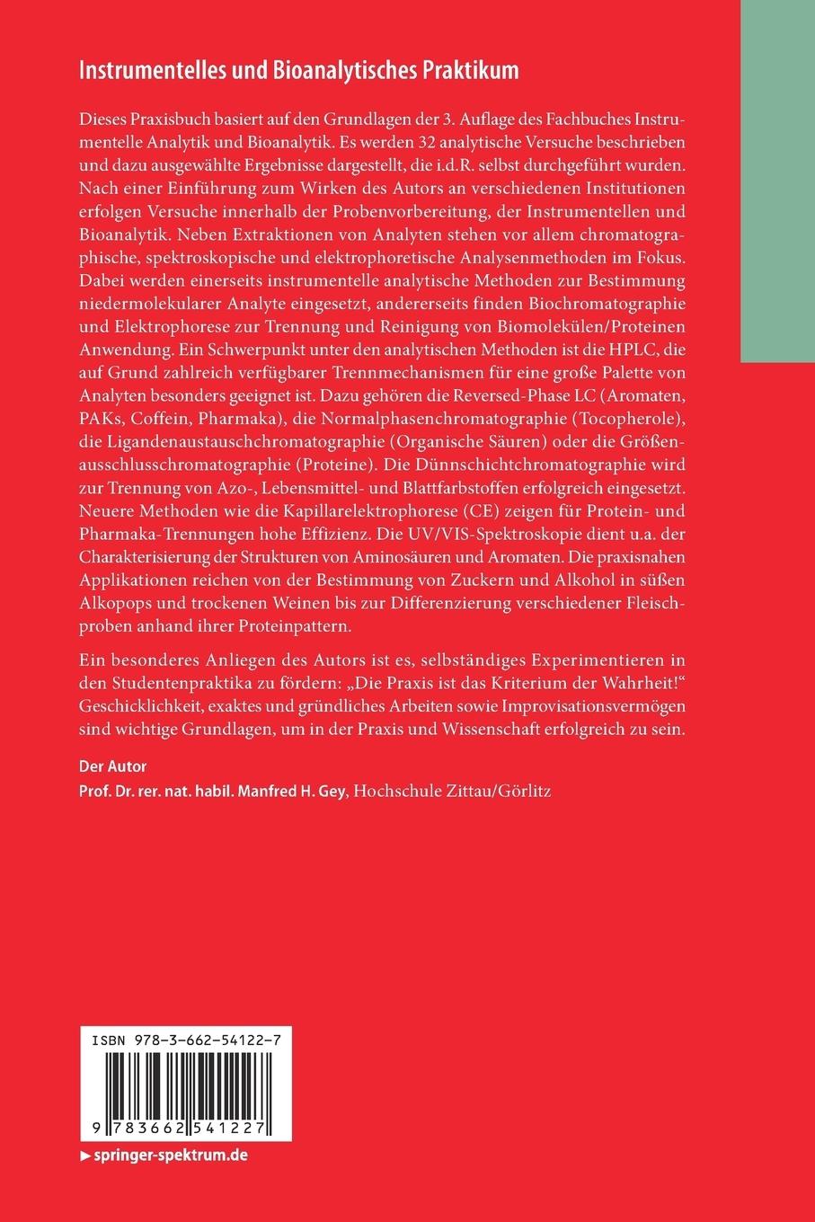 Rückseitencover Instrumentelles und Bioanalytisches Praktikum