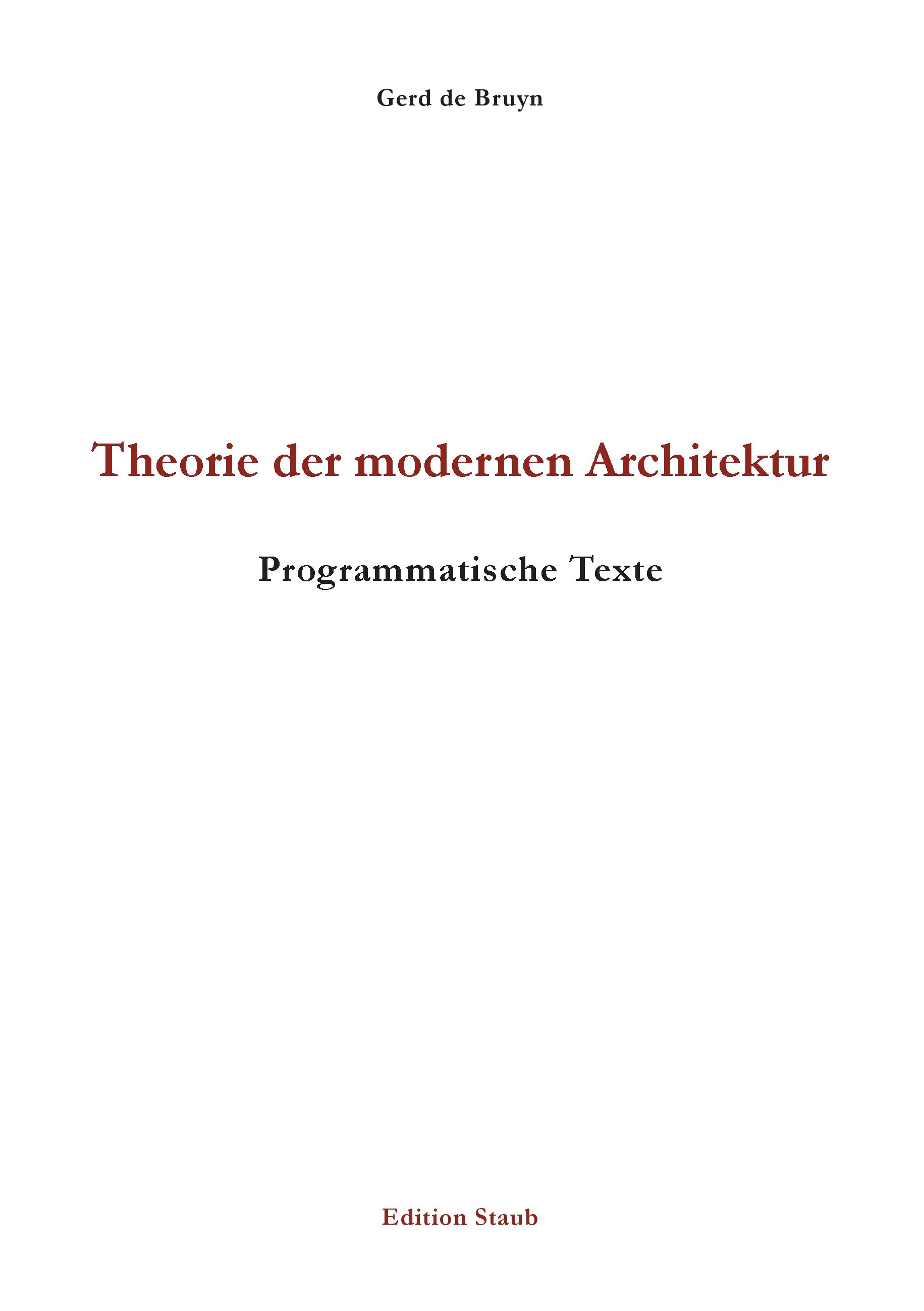 Vorderes Coverbild Theorie der modernen Architektur