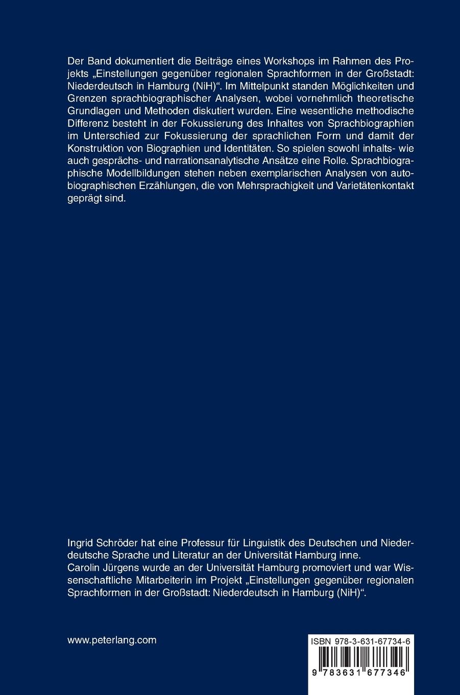 Rückseitencover Sprachliche Variation in autobiographischen Interviews