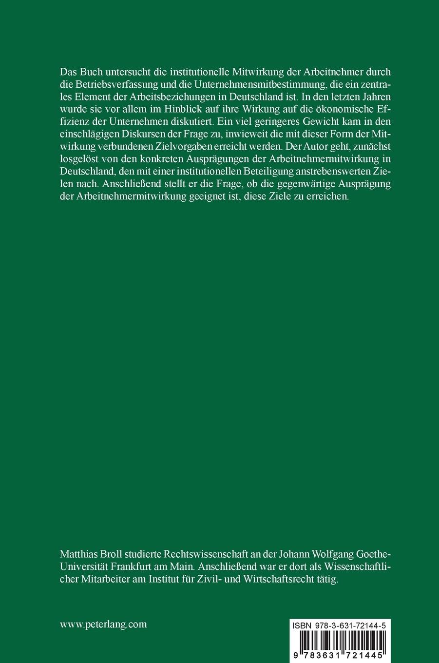 Rückseitencover Das Potential der institutionellen Arbeitnehmermitwirkung