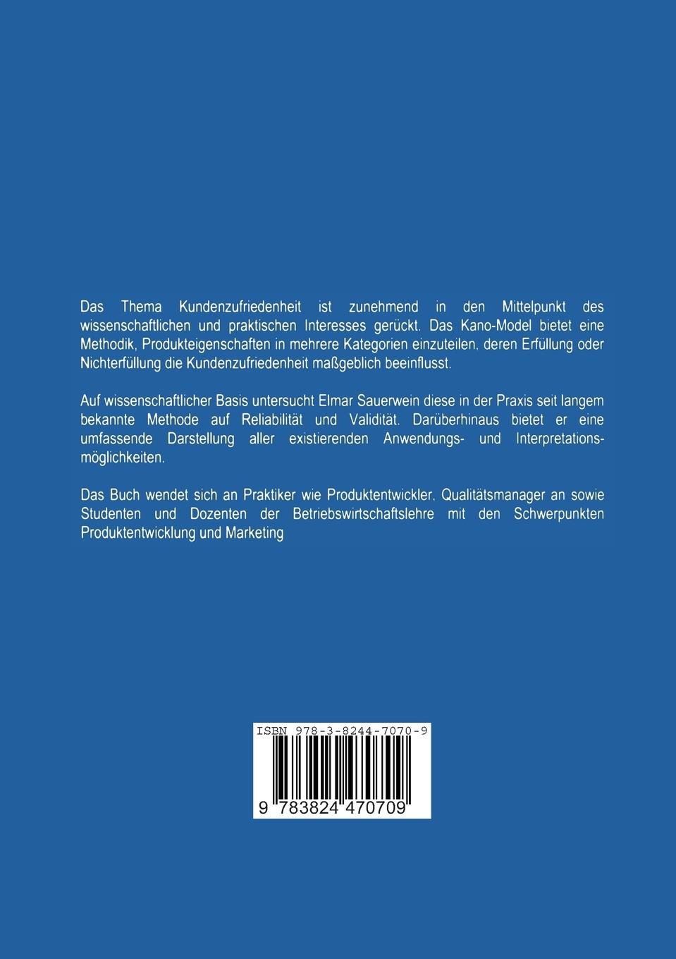 Rückseitencover Das Kano-Modell der Kundenzufriedenheit