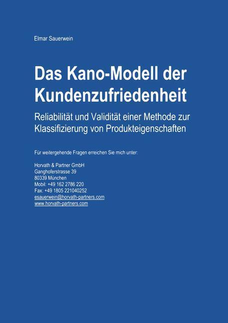 Vorderes Coverbild Das Kano-Modell der Kundenzufriedenheit