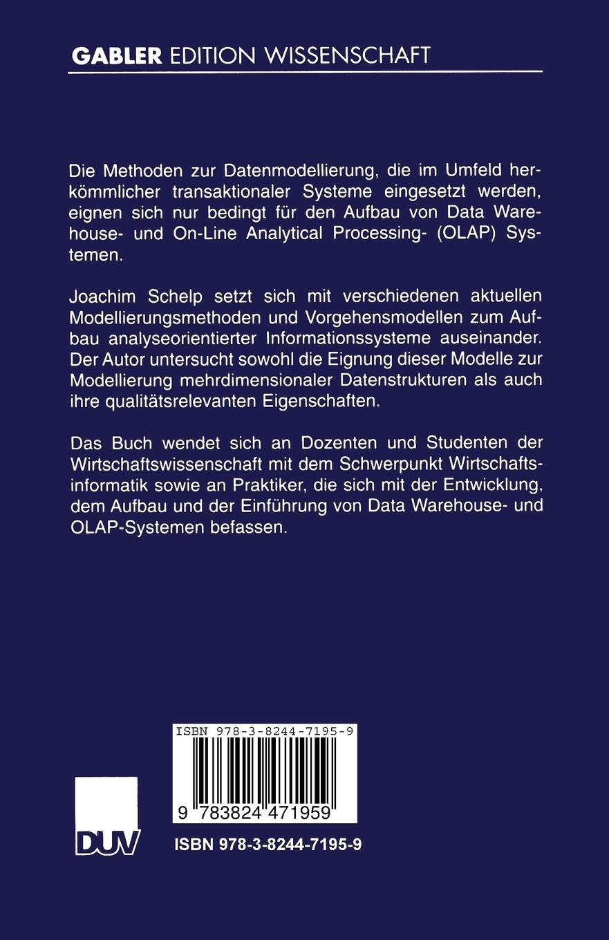 Rückseitencover Modellierung mehrdimensionaler Datenstrukturen analyseorientierter Informationssysteme