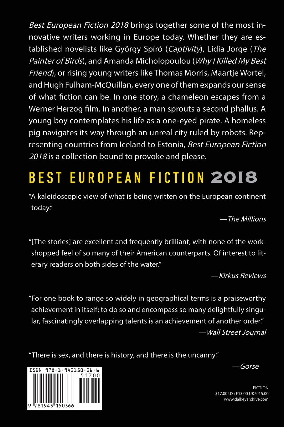 Rückseitencover Best European Fiction 2018