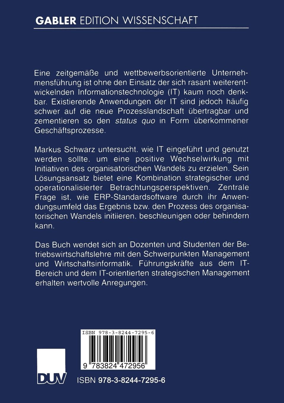 Rückseitencover ERP-Standardsoftware und organisatorischer Wandel
