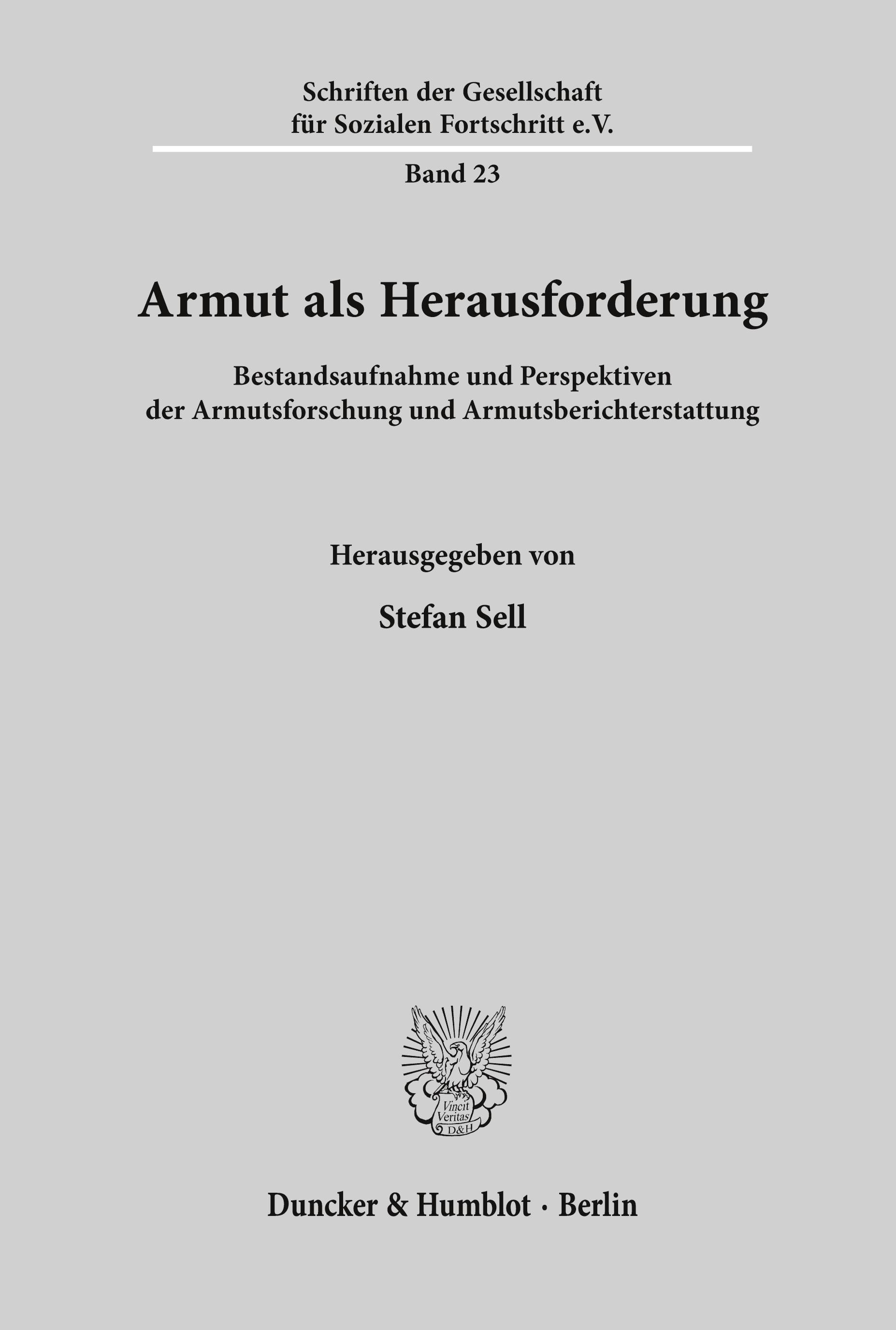 Vorderes Coverbild Armut als Herausforderung.