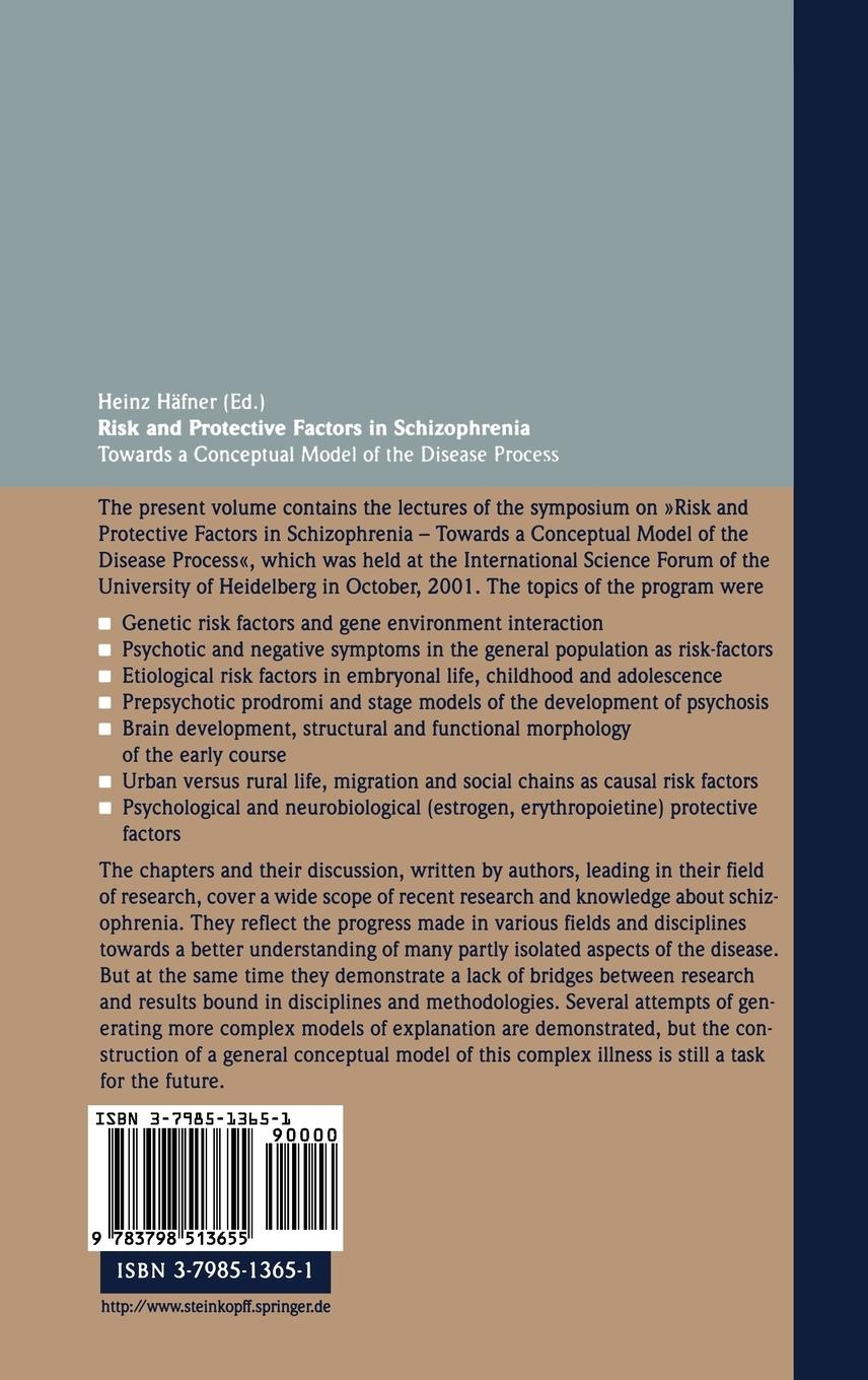 Rückseitencover Risk and Protective Factors in Schizophrenia