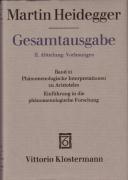 Vorderes Coverbild Gesamtausgabe Abt. 2 Vorlesungen Bd. 61. Phänomenologische Interpretationen zu Aristoteles