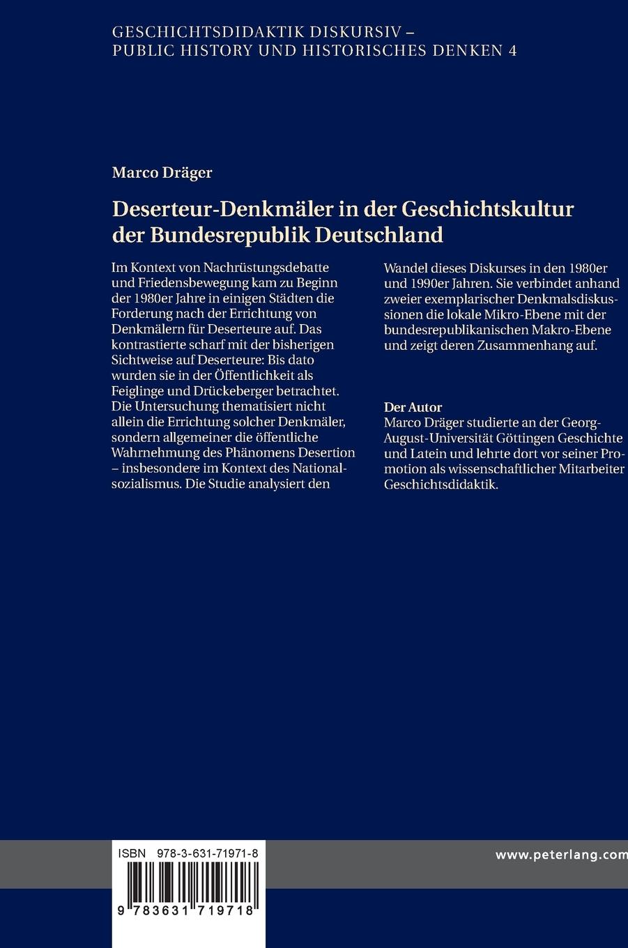 Rückseitencover Deserteur-Denkmäler in der Geschichtskultur der Bundesrepublik Deutschland